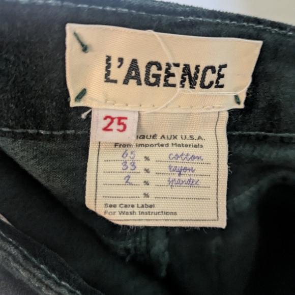 L'AGENCE Velvet Marguerite Skinny Pants Evergreen 25 - Picture 7 of 11